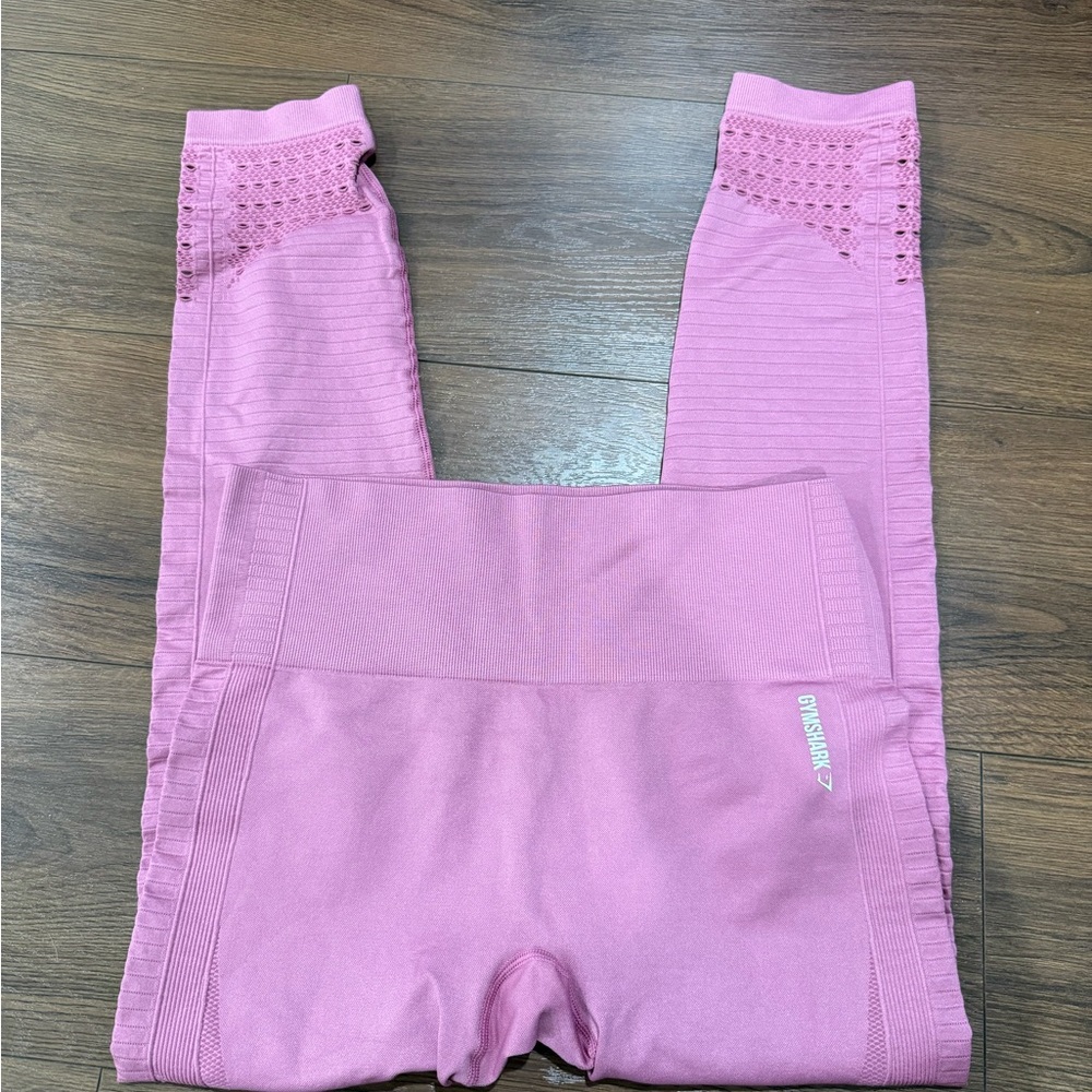 Gymshark Pink Seamless Leggings with Textured Calf Panels